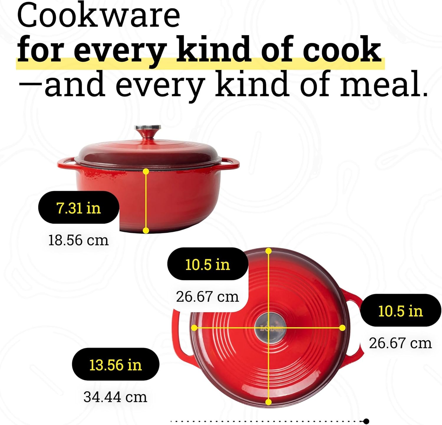 Island Spice Red enameled cast iron Dutch oven with dual handles and fitted lid, 6-quart capacity — view 2