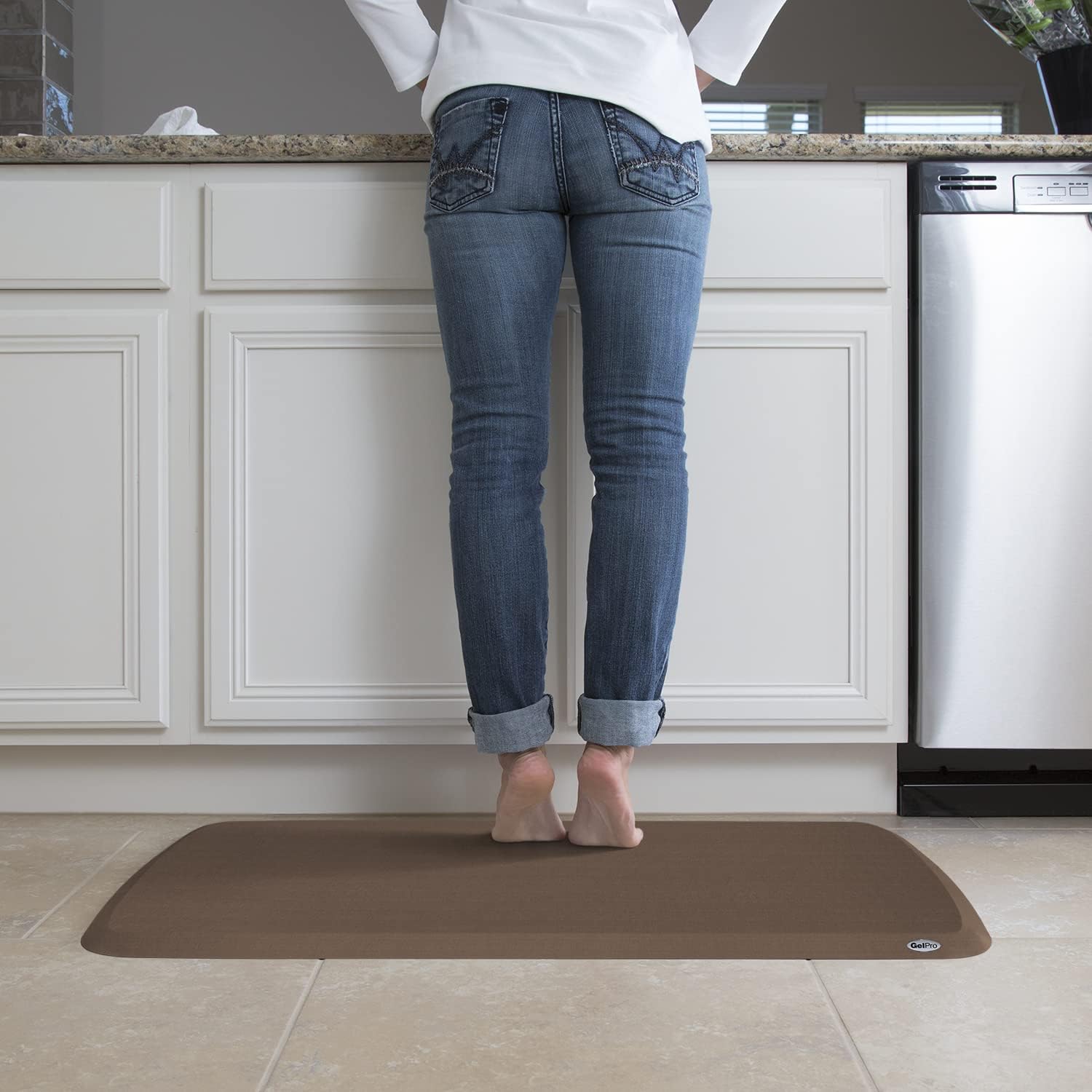 Linen truffle silicone anti-fatigue kitchen mat set, 20x36 and 20x48 inches — view 4