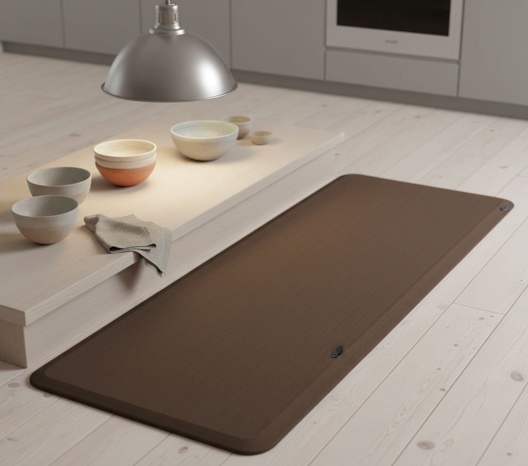 Linen truffle silicone anti-fatigue kitchen mat set, 20x36 and 20x48 inches — view 5b
