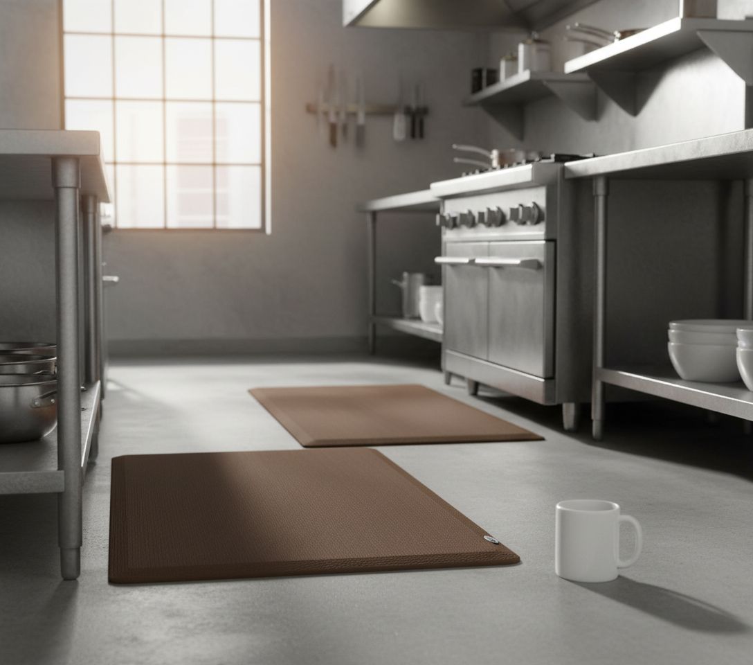 Linen truffle silicone anti-fatigue kitchen mat set, 20x36 and 20x48 inches — view 4