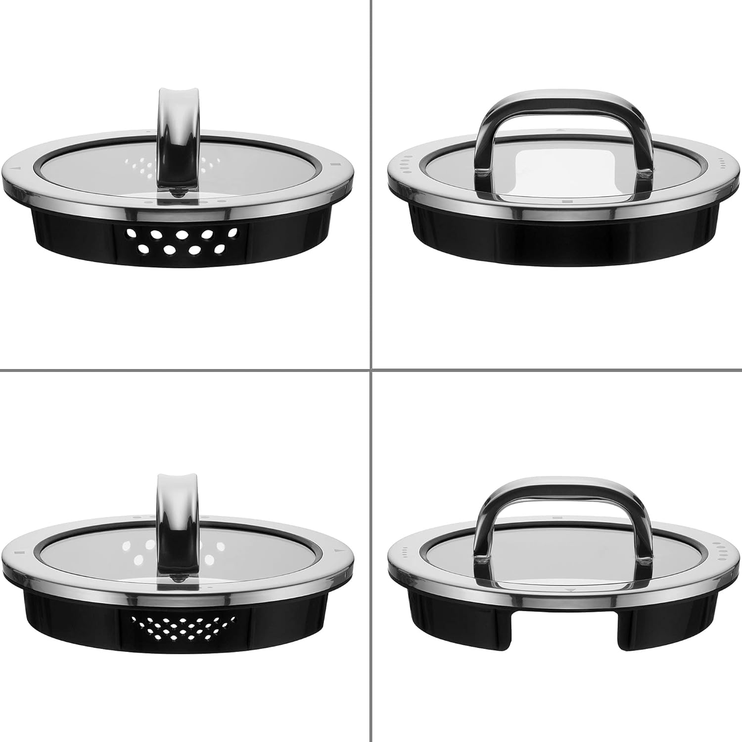 Stainless steel cookware set with transparent steamer insert, 5-piece collection for professional cooking โ view 3