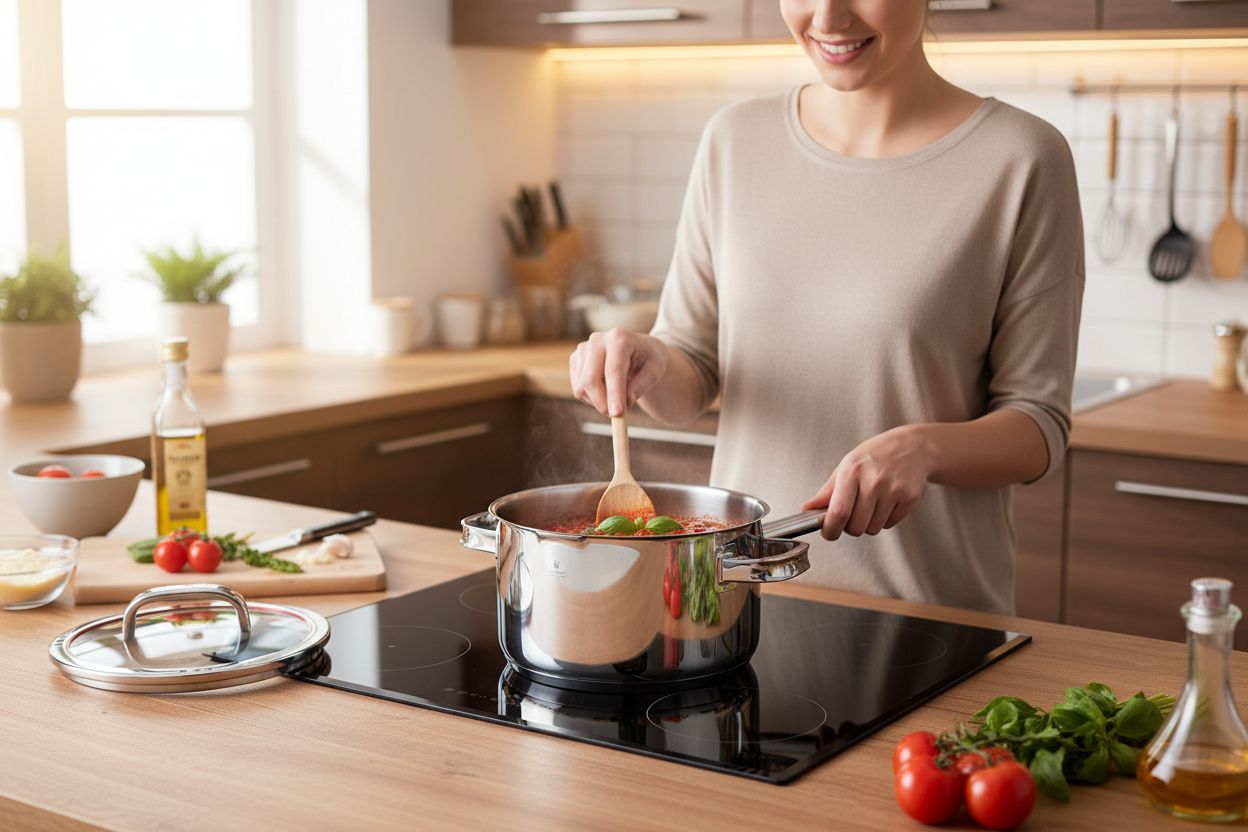 5-piece stainless steel cookware set with transparent steamer insert and lid, professional kitchen style — view 1