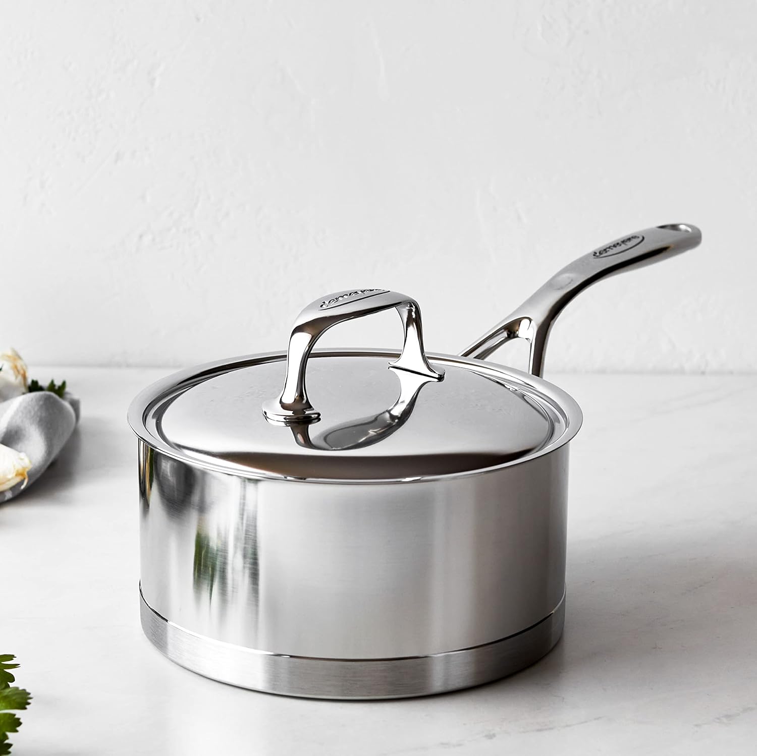 10-piece stainless steel cookware set with lids, including saucepans, fry pans, and stockpot for stovetop cooking — view 4