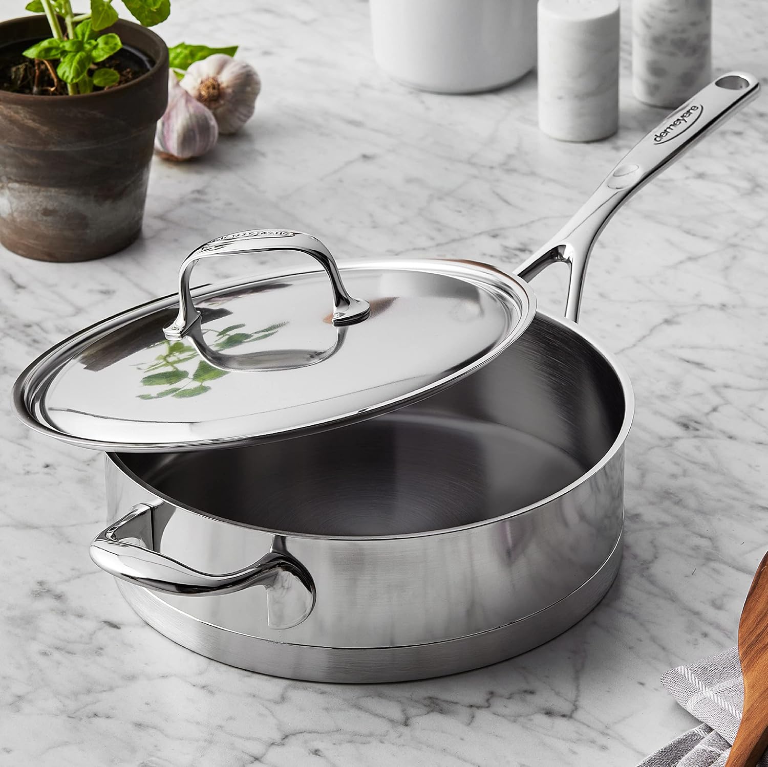10-piece stainless steel cookware set with lids, including saucepans, fry pans, and stockpot for stovetop cooking — view 3