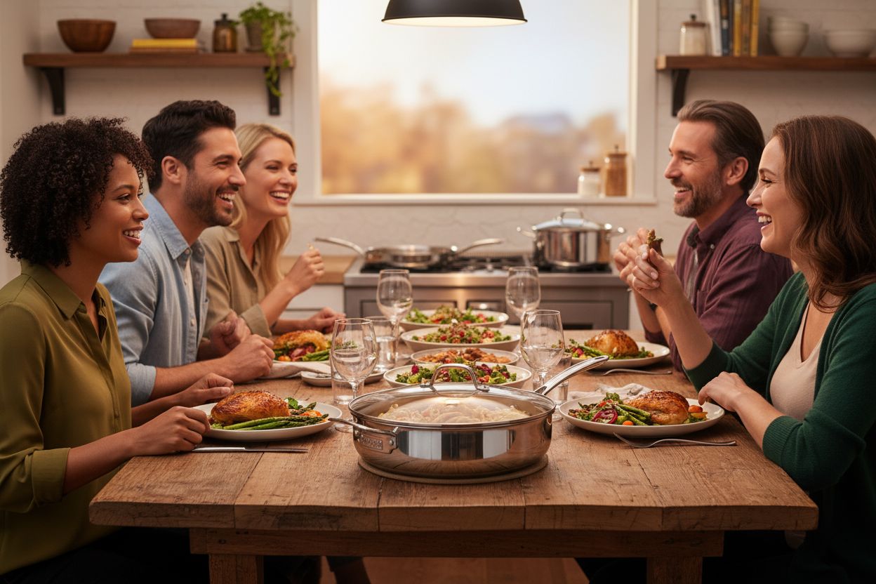 17-piece stainless steel cookware set with glass lids and steamer insert — view 6