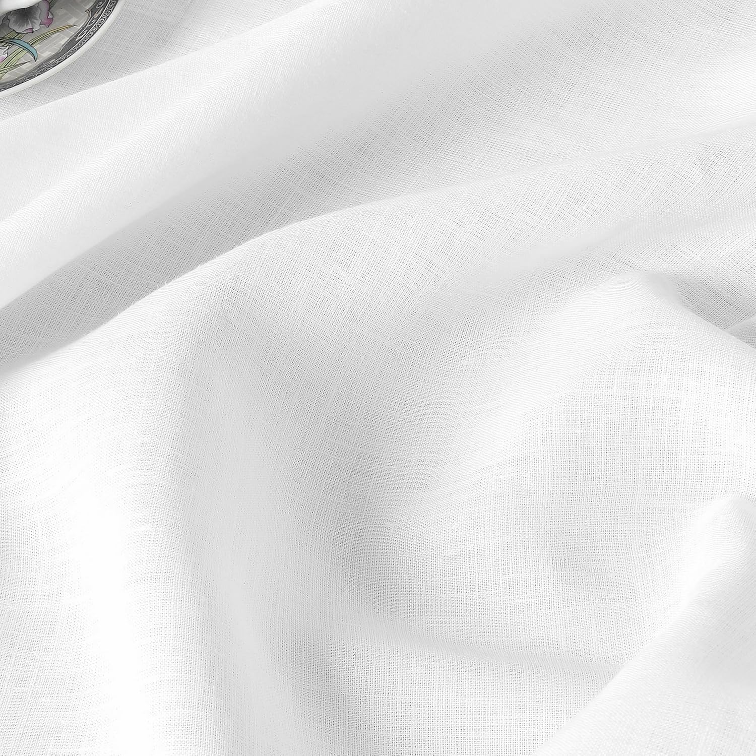 White pure linen tablecloth, 60x144 inches, draped on rectangular dining table — view 4