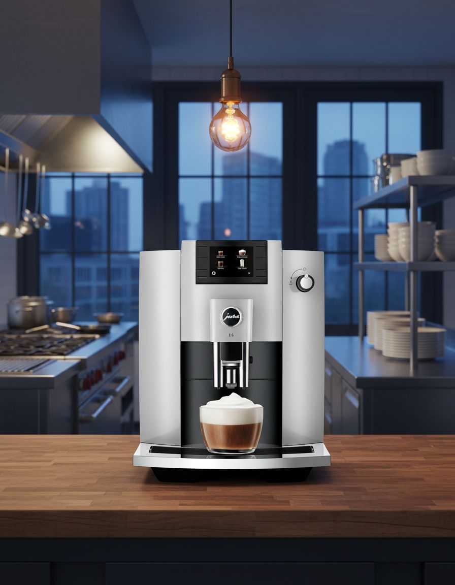 Stainless steel countertop espresso machine with integrated grinder and steam wand — view 1