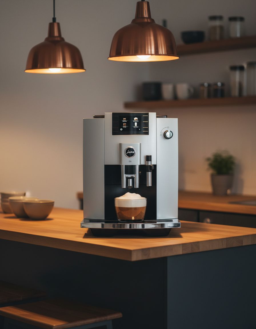 Stainless steel countertop espresso machine with integrated grinder and steam wand — view 5b