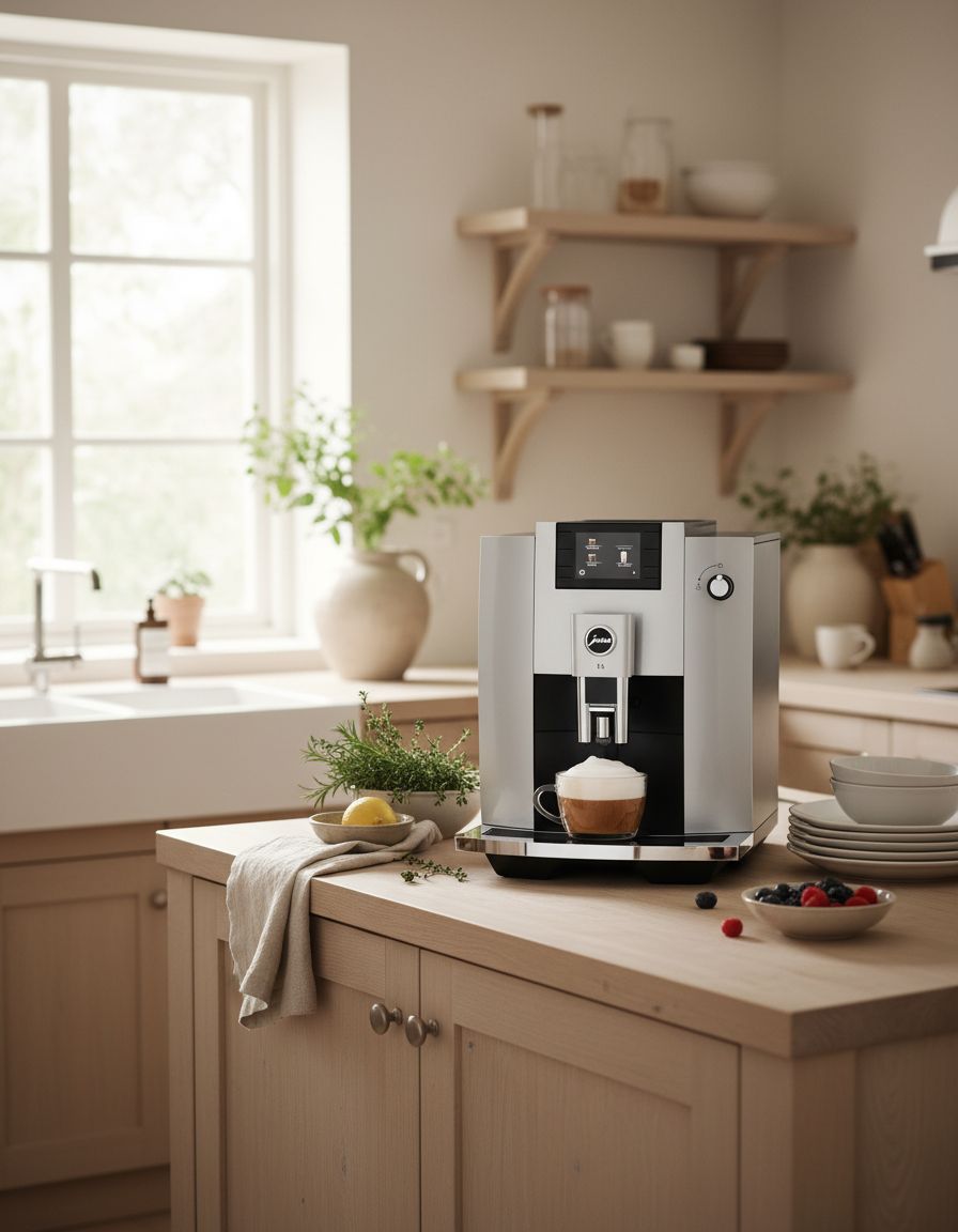 Stainless steel countertop espresso machine with integrated grinder and steam wand — view 7b