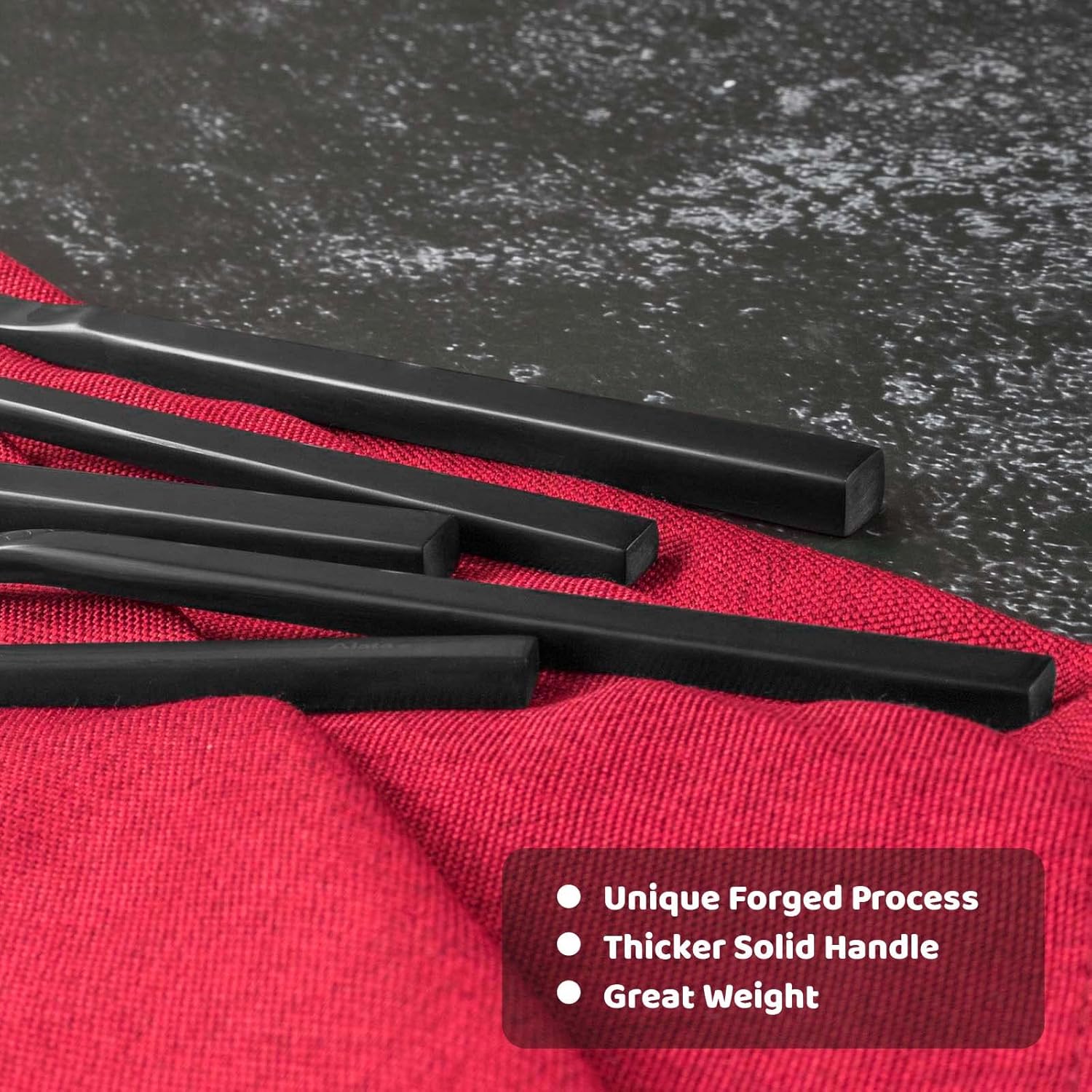 20-piece stainless steel flatware set with matte satin finish, including forks, knives, and spoons for service for four โ view 3