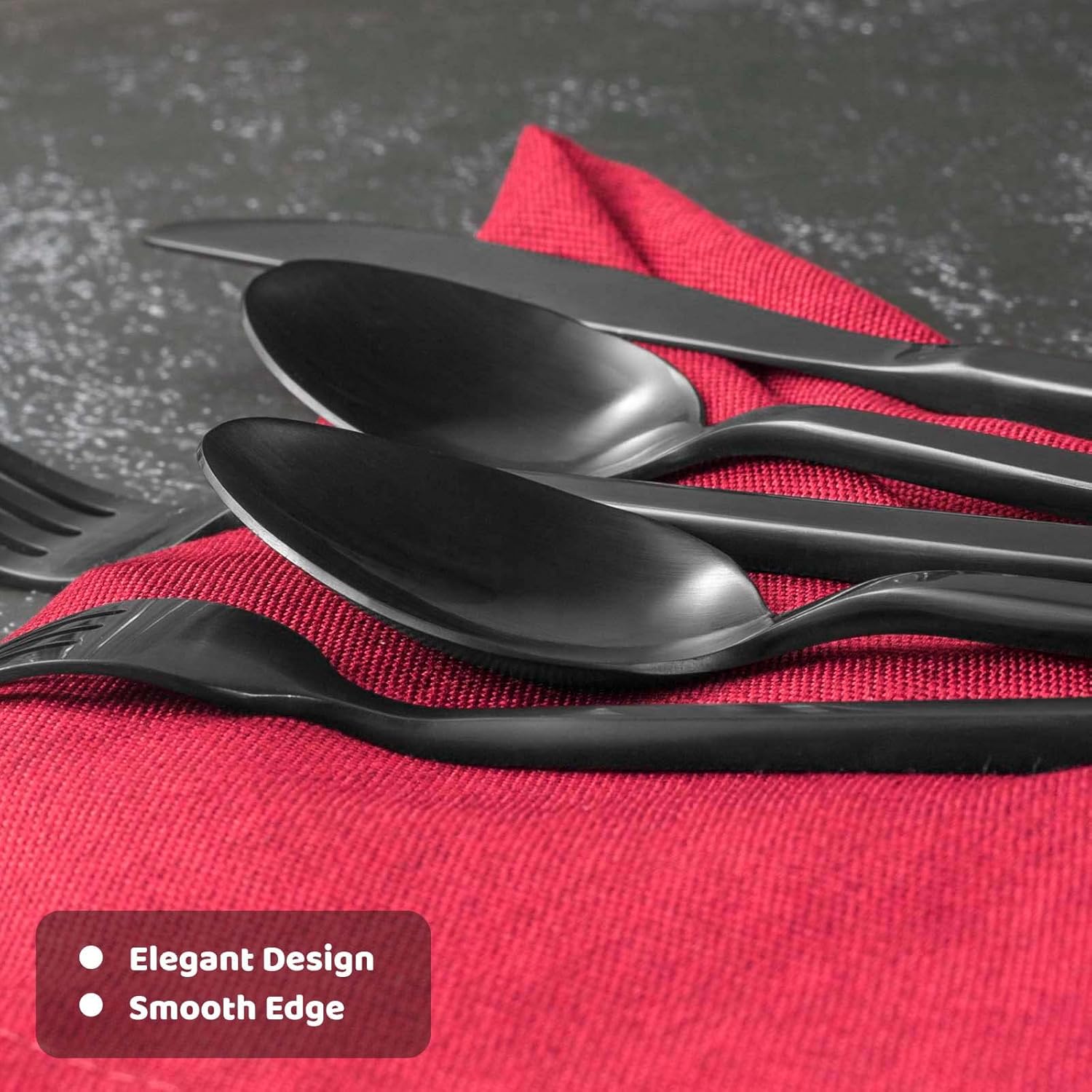 20-piece stainless steel flatware set with matte satin finish, including forks, knives, and spoons for service for four โ view 3