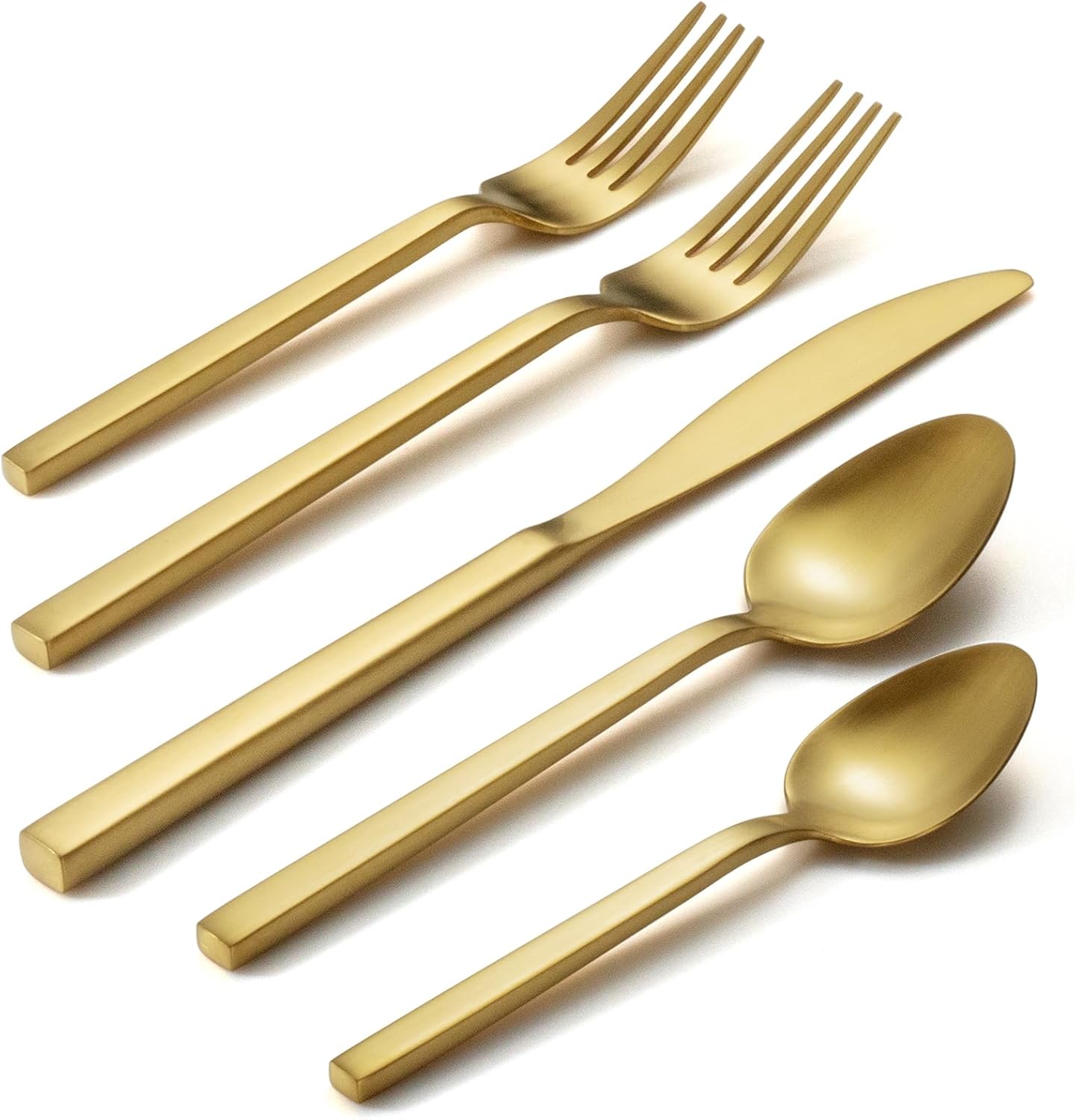 20-piece stainless steel flatware set with matte satin finish, including forks, knives, and spoons for service for four โ view 5