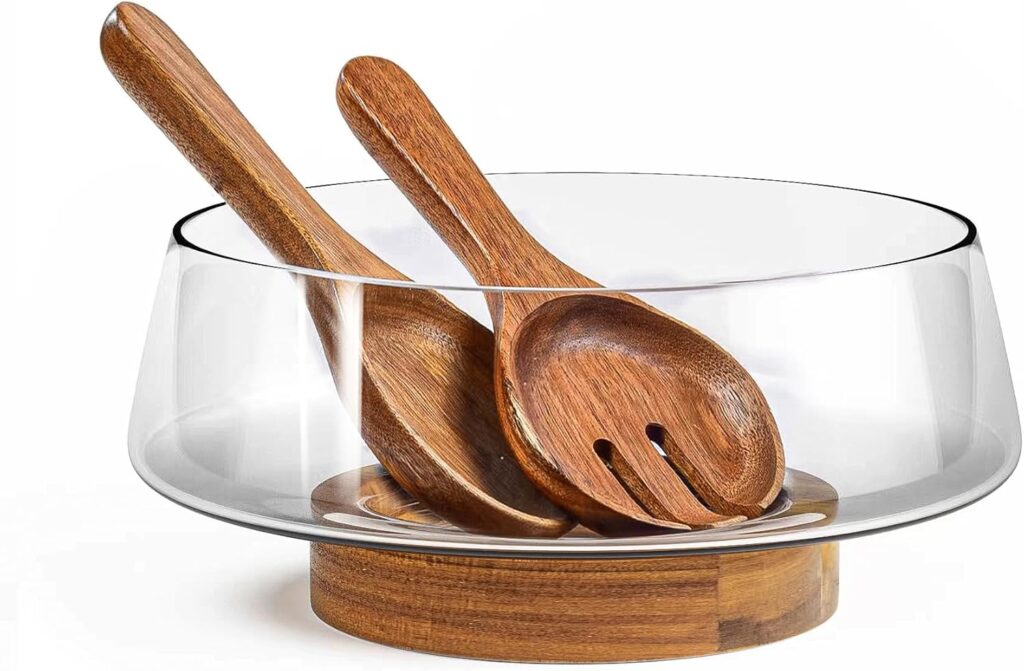 Glass Salad Bowl Set for Entertaining & Hosting 2026