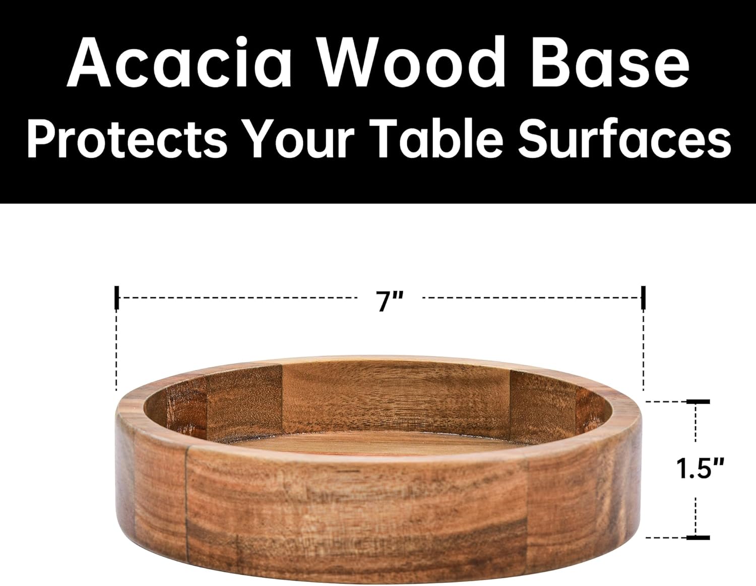 Extra-large glass salad bowl with acacia wood base and serving utensils — view 4