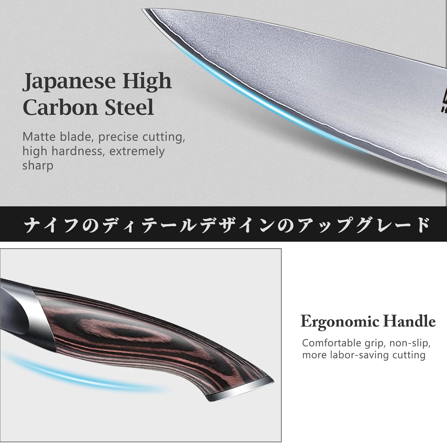 Six-piece Japanese stainless steel kitchen knife set with magnetic wall-mounted holder, featuring professional chef knives in silver โ view 3