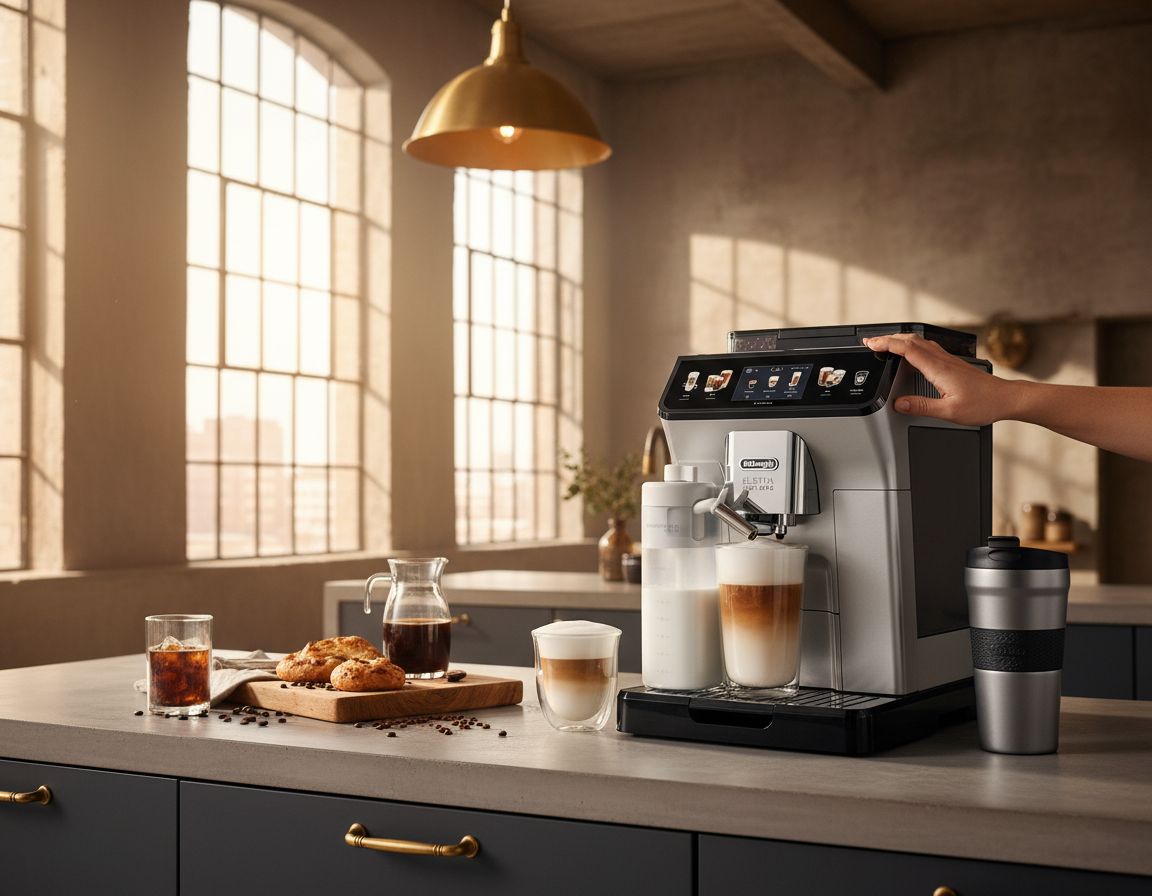 De'Longhi Eletta Explore stainless steel espresso machine with integrated grinder and milk frother, front view — view 3b