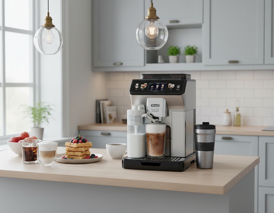 De'Longhi Eletta Explore stainless steel espresso machine with integrated grinder and milk frother, front view — view 3a