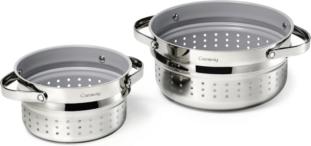Caraway Stainless Steel Steamer Set for Healthy Cooking