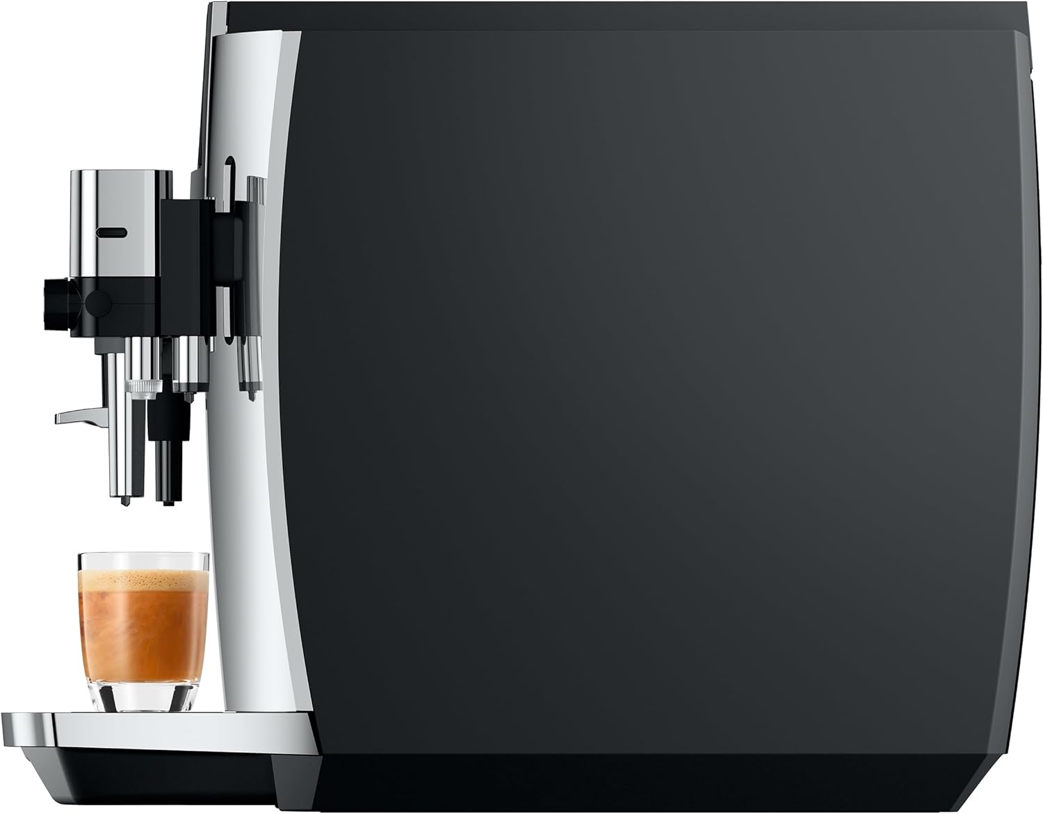 Stainless steel countertop espresso machine with chrome accents and digital display — view 4