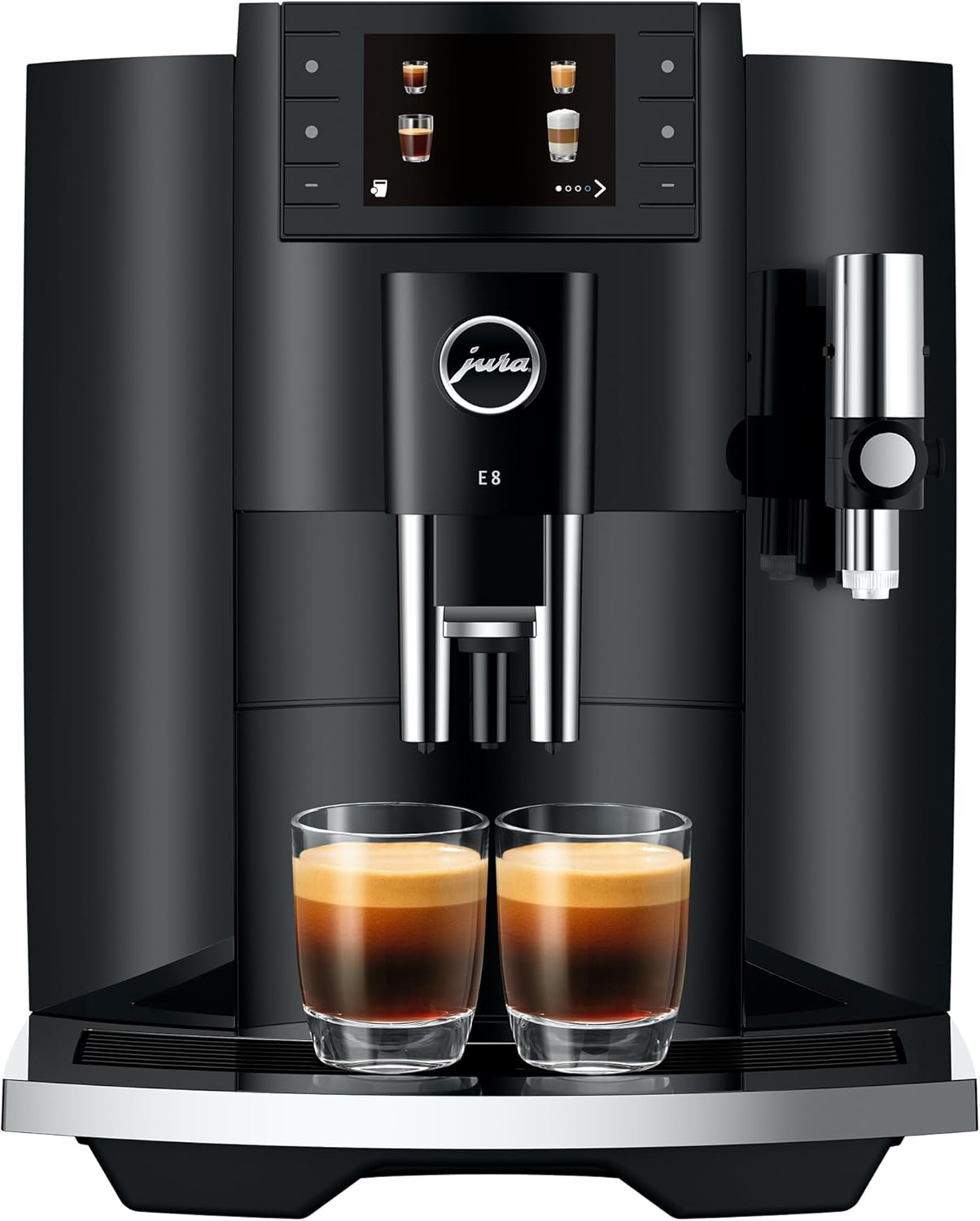 Stainless steel countertop espresso machine with chrome accents and digital display — view 5