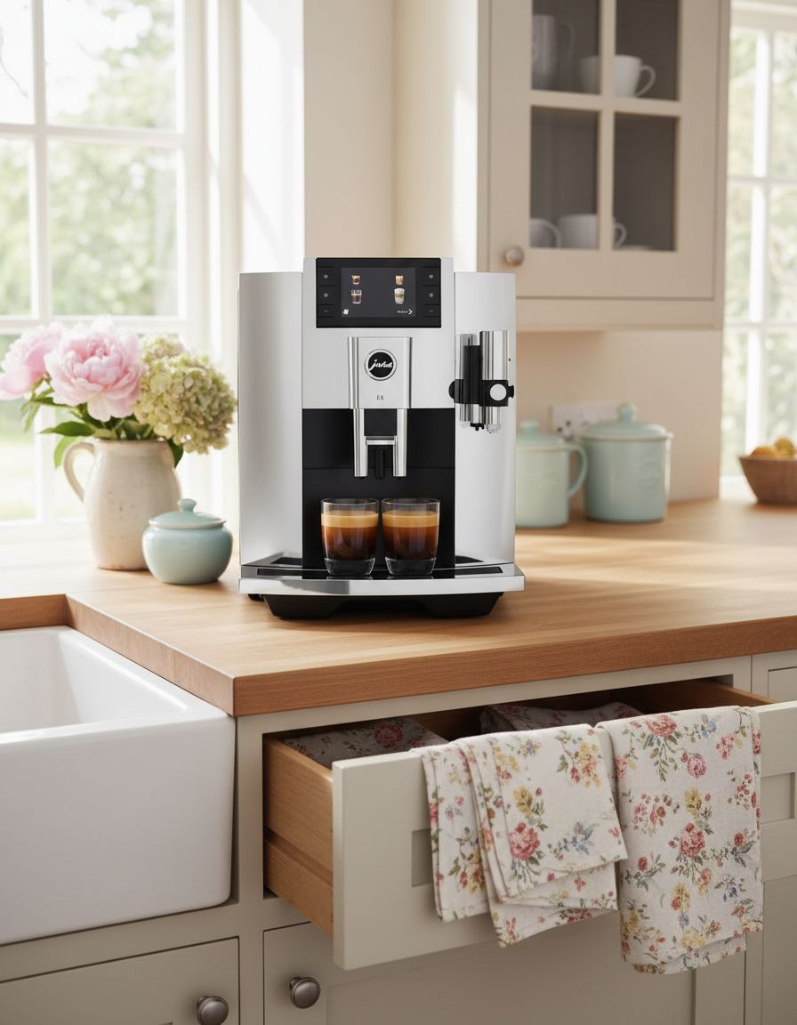 Stainless steel countertop espresso machine with chrome accents and digital display — view 1
