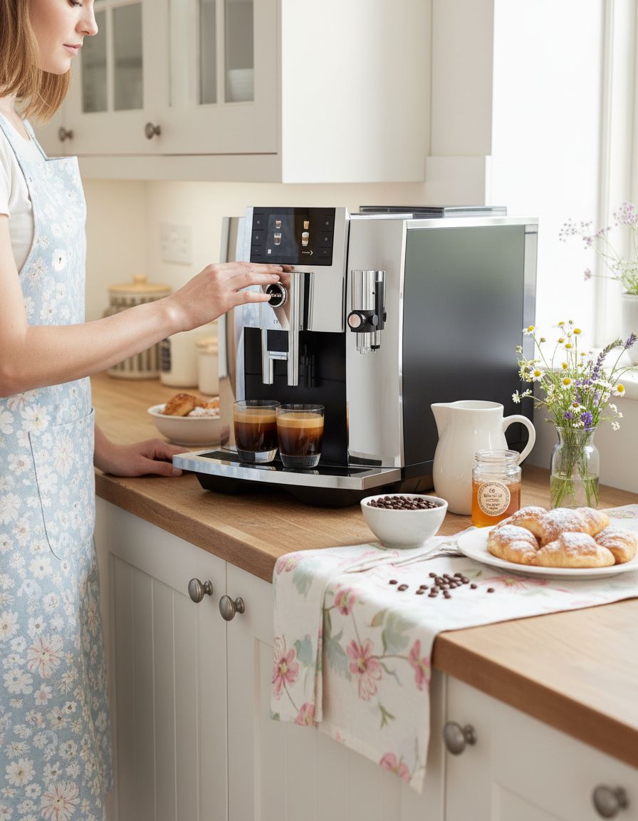 Stainless steel countertop espresso machine with chrome accents and digital display — view 3b