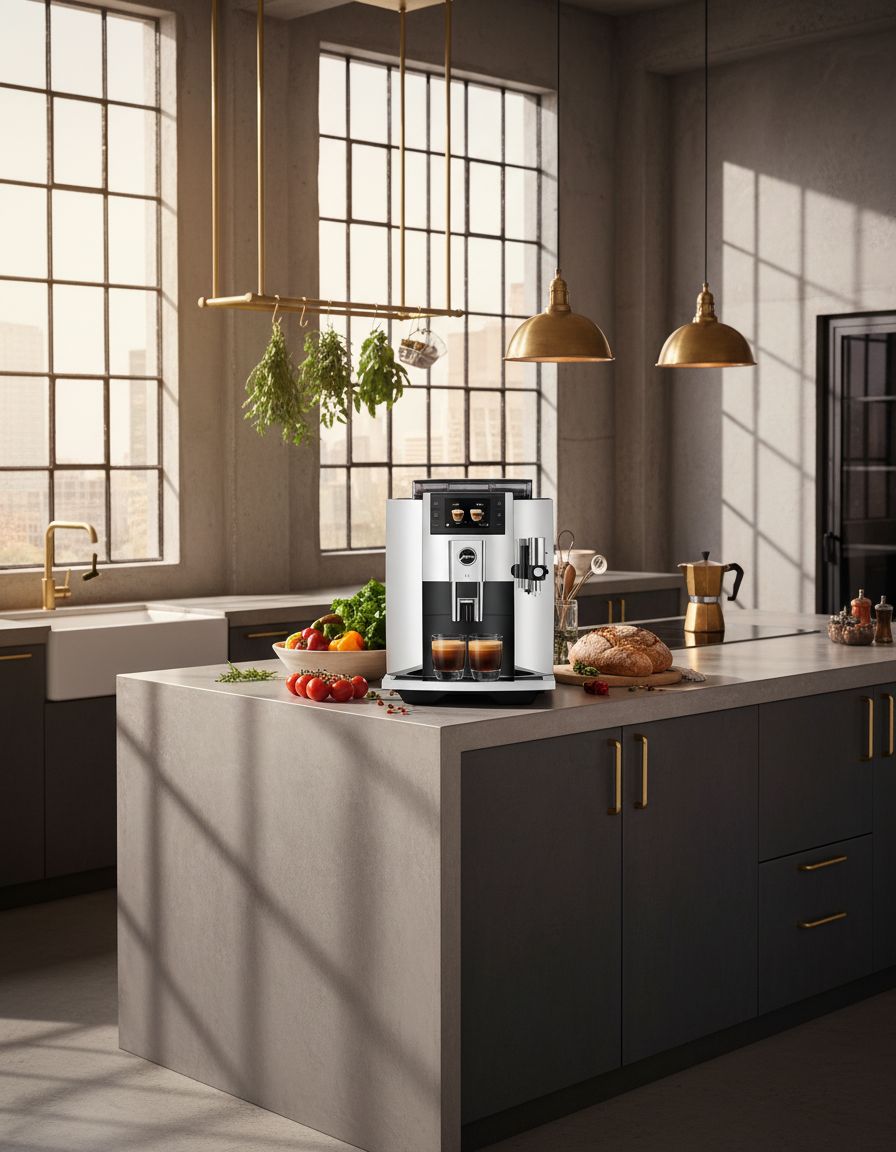 Stainless steel countertop espresso machine with chrome accents and digital display — view 7b