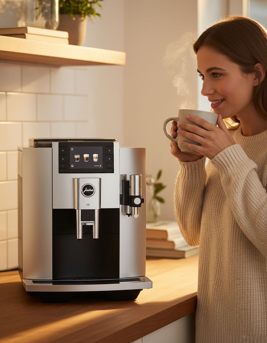Stainless steel countertop espresso machine with chrome accents and digital display — view 2