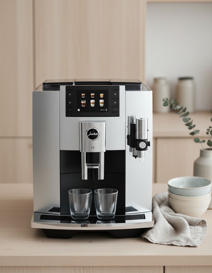Stainless steel countertop espresso machine with chrome accents and digital display — view 6