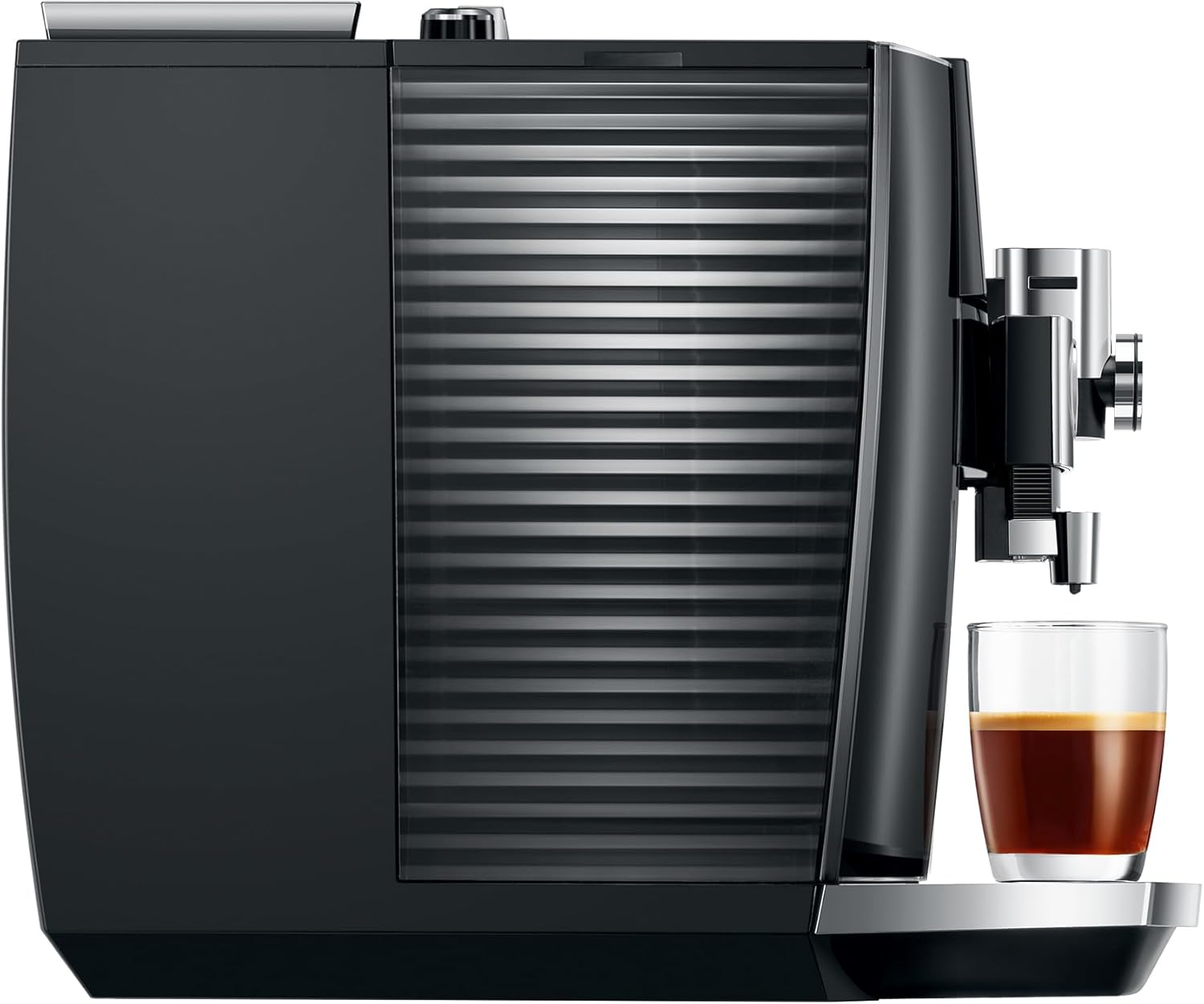 Stainless steel automatic espresso machine with dual boilers, diamond black finish, countertop model — view 2