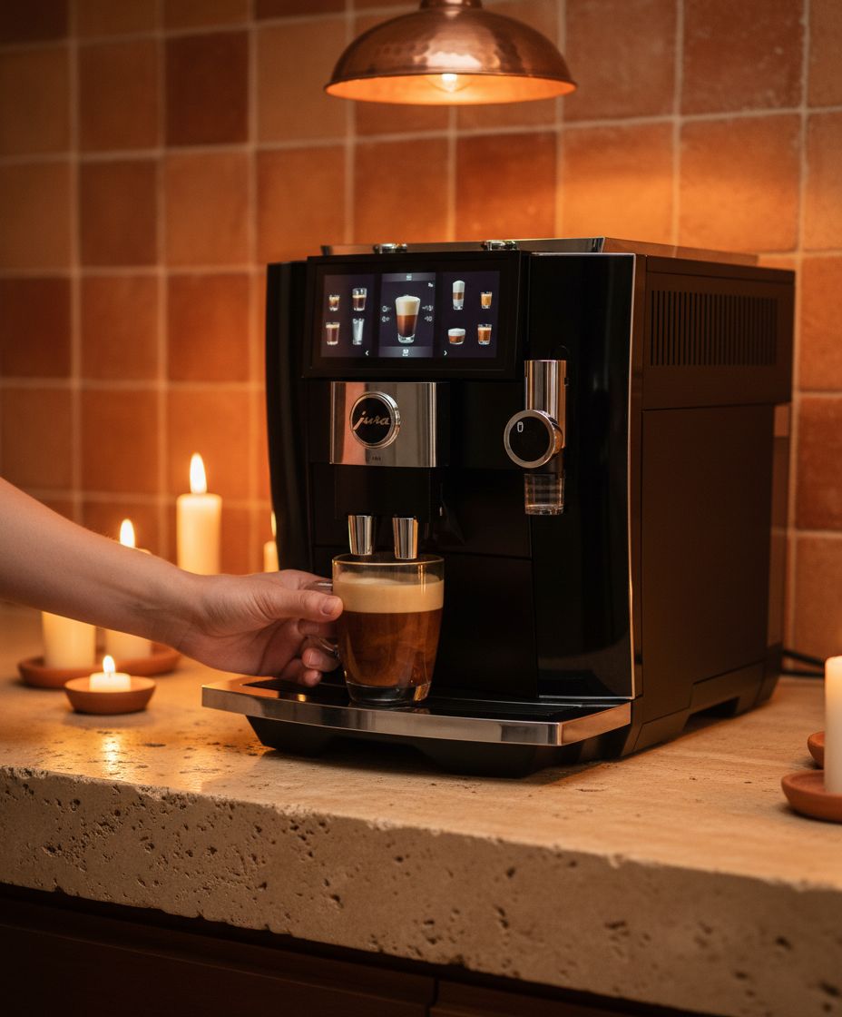 Stainless steel automatic espresso machine with dual boilers, diamond black finish, countertop model — view 5b