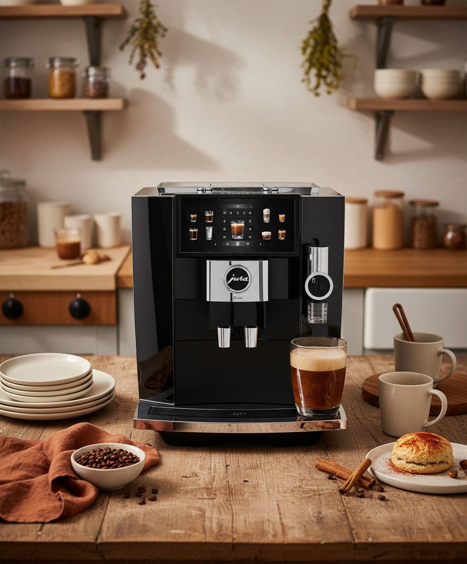 Stainless steel automatic espresso machine with dual boilers, diamond black finish, countertop model — view 7a