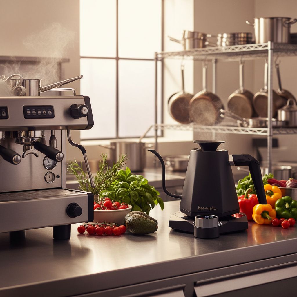 Black stainless steel electric gooseneck kettle with digital temperature display — view 7b