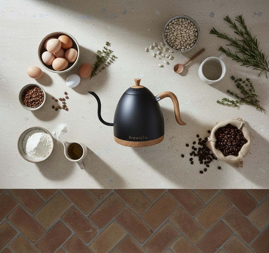 Matte black stainless steel electric gooseneck kettle with LCD temperature display panel — view 2