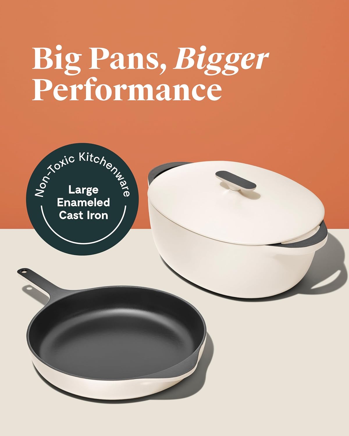 Caraway enameled cast iron Dutch oven in cream with lid, 8-quart capacity — view 2