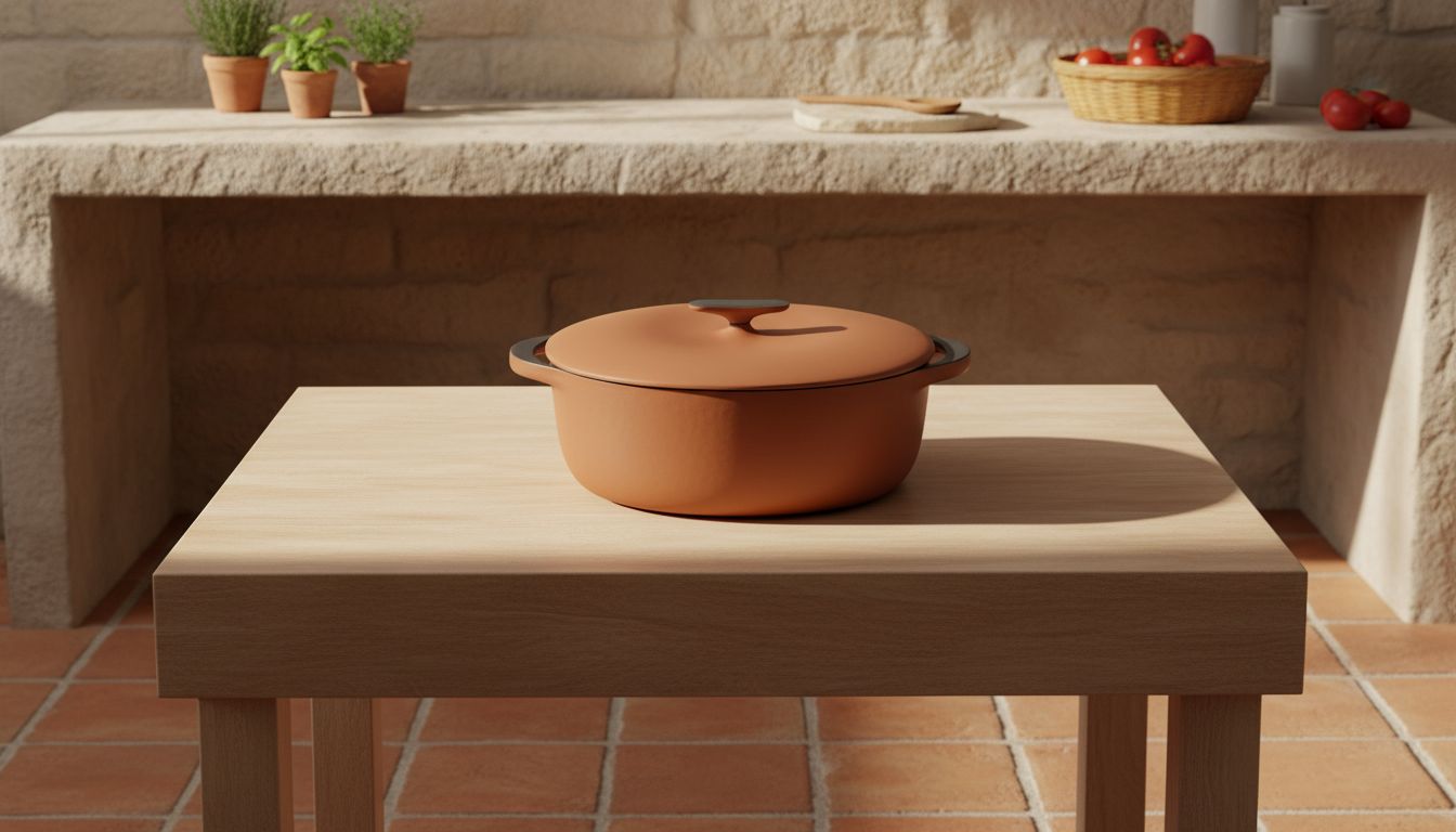 Caraway enameled cast iron Dutch oven in cream with lid, 8-quart capacity — view 1