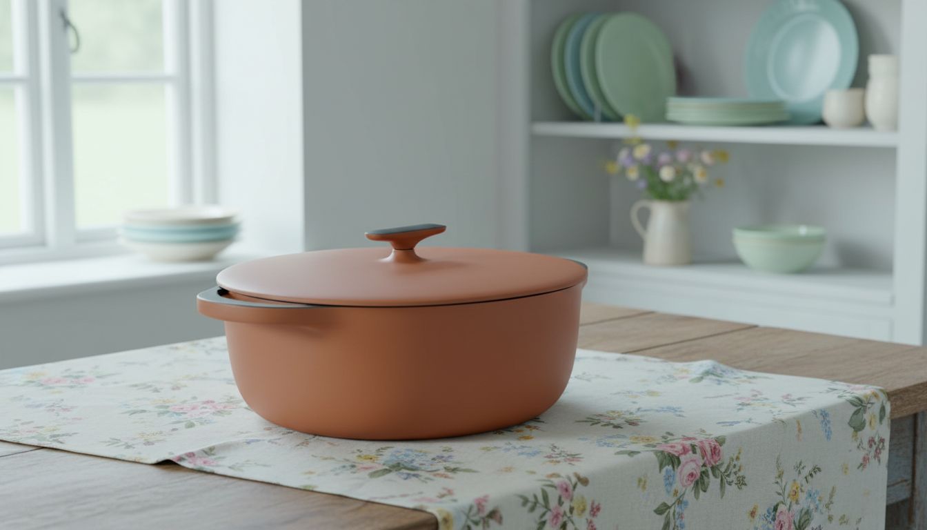 Caraway enameled cast iron Dutch oven in cream with lid, 8-quart capacity — view 6