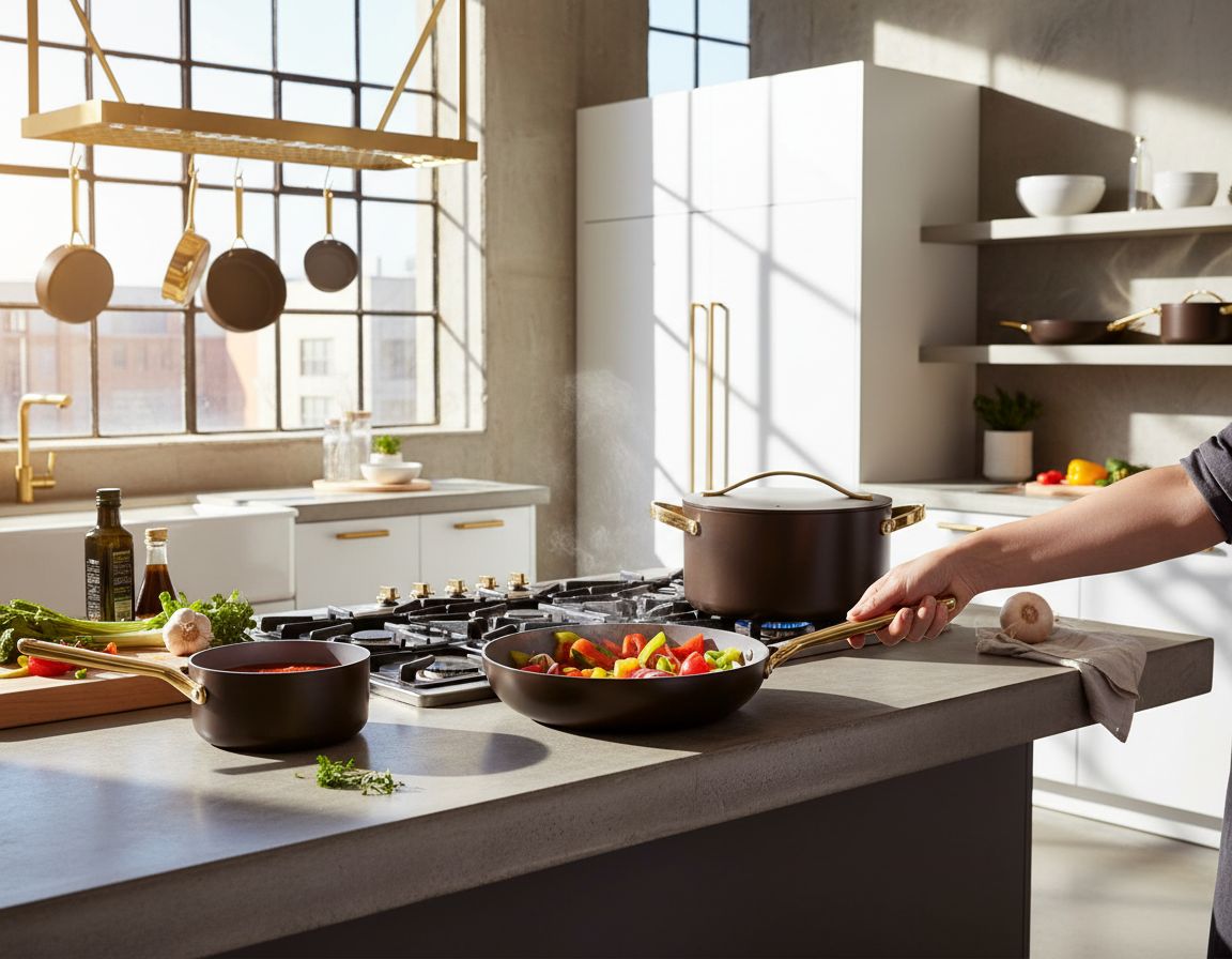 Caraway 24-piece black ceramic nonstick cookware set with fry pans, Dutch oven, and lids displayed on white background — view 3b
