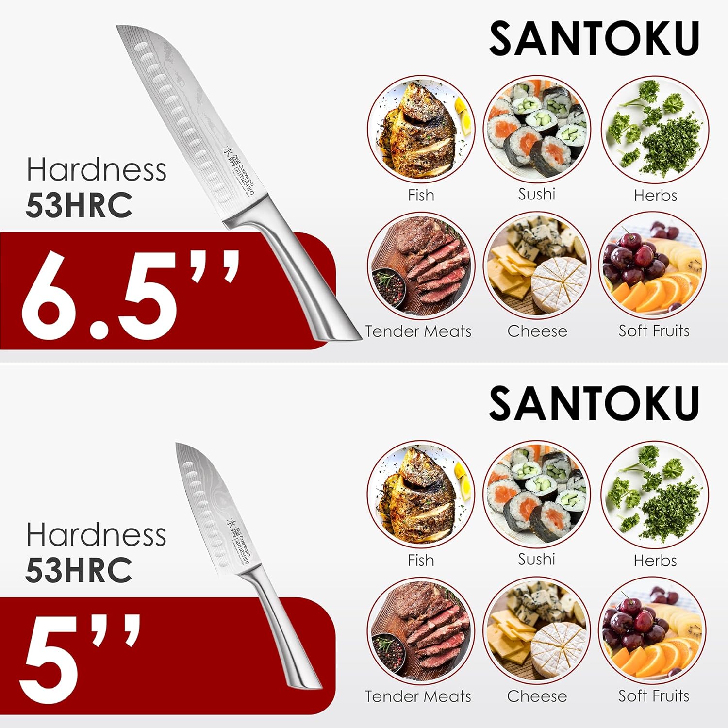 7-piece stainless steel chef knife set with magnetic wooden block, featuring Damascus-inspired blade design — view 4