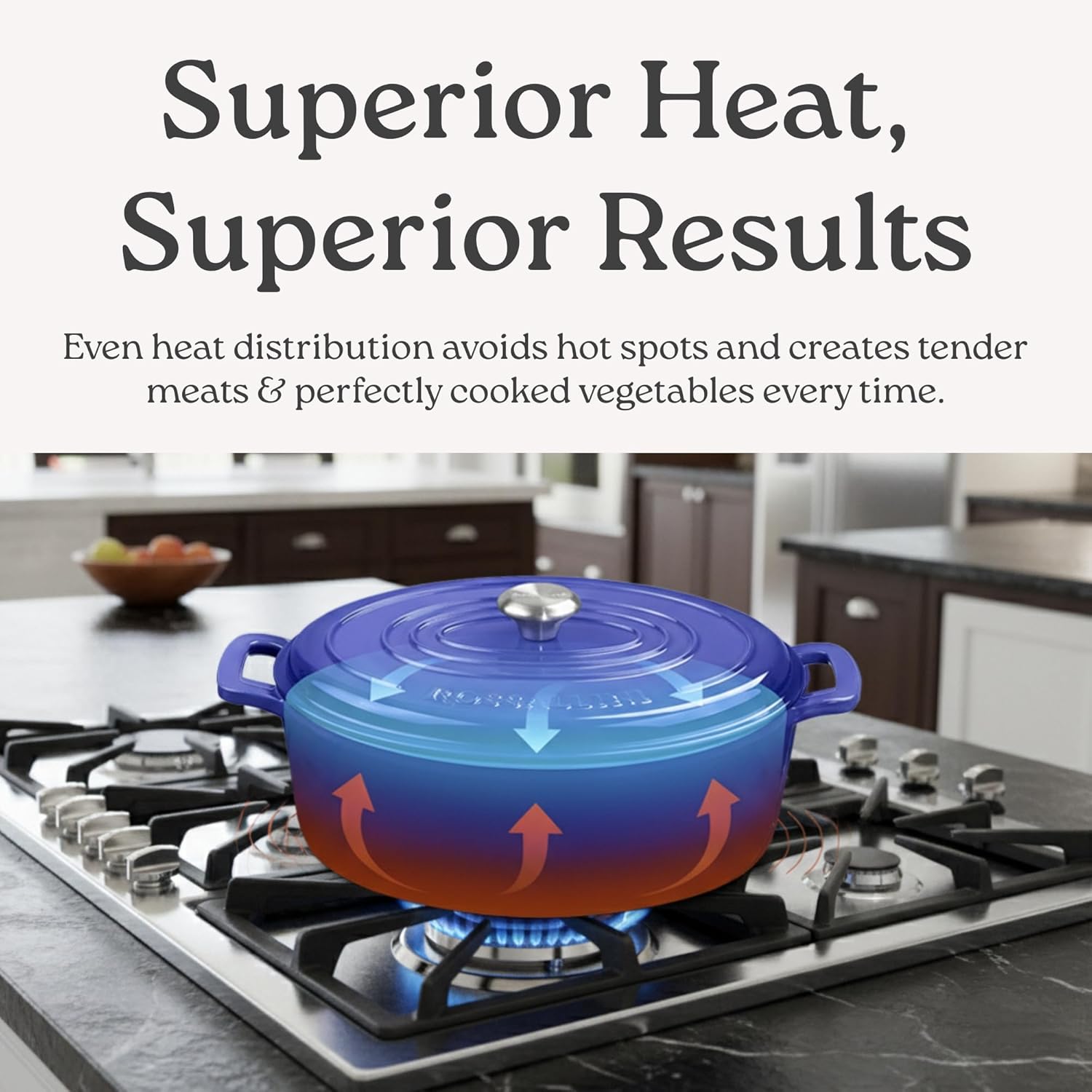 Oyster grey enameled cast iron oval Dutch oven with matching tight-fitting lid, 5-quart capacity — view 3