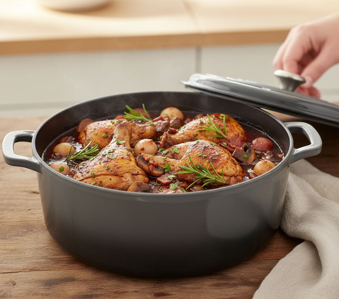 Oyster grey enameled cast iron oval Dutch oven with matching tight-fitting lid, 5-quart capacity — view 5a