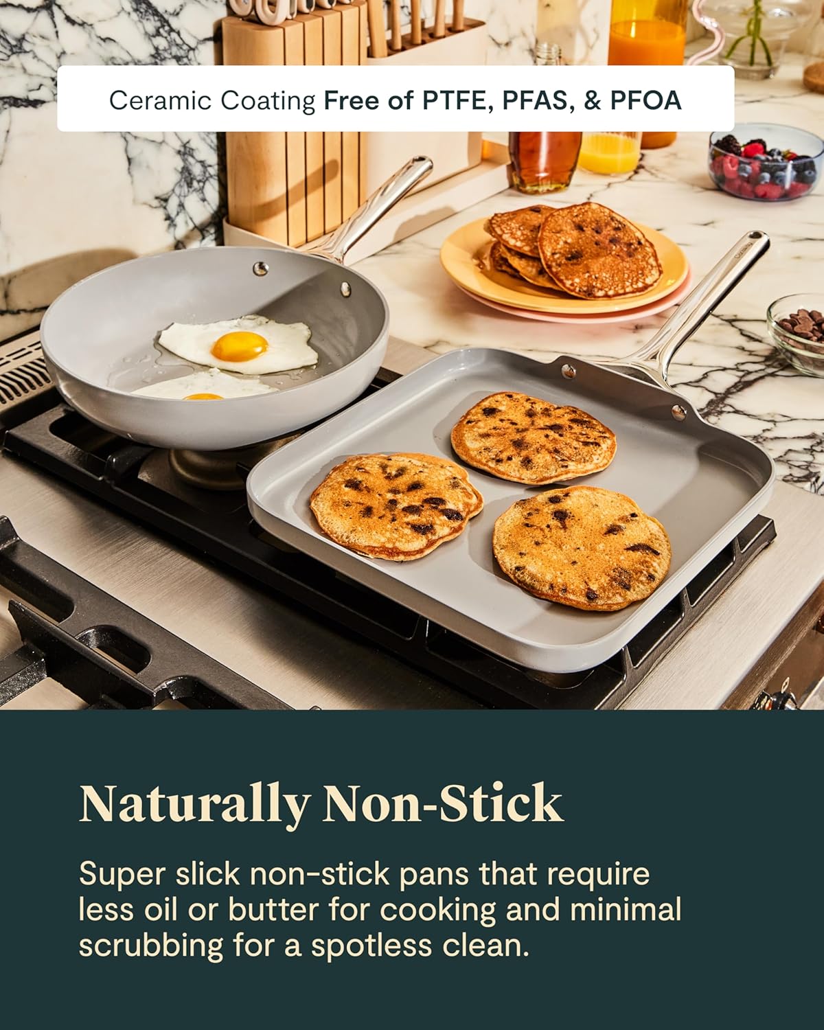 Caraway 31-piece ceramic nonstick cookware set in cream, including fry pans, saucepans, Dutch oven, and accessories — view 2