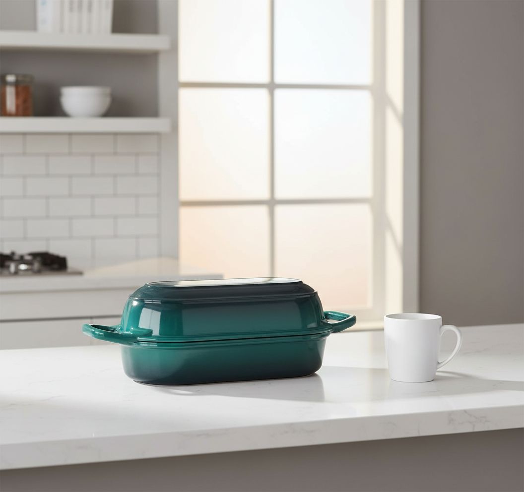Enameled cast iron Dutch oven with lid in cream, includes round banneton bread proofing basket for sourdough baking — view 4