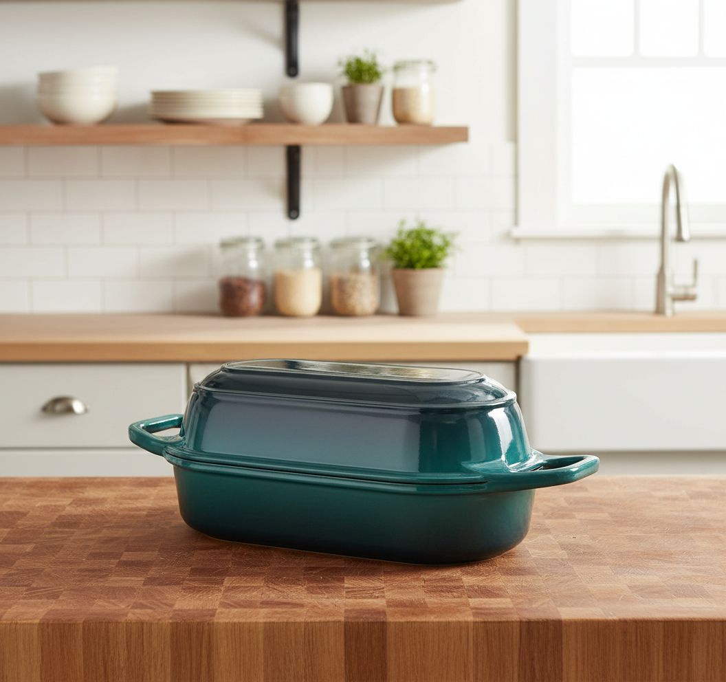 Enameled cast iron Dutch oven with lid in cream, includes round banneton bread proofing basket for sourdough baking — view 6