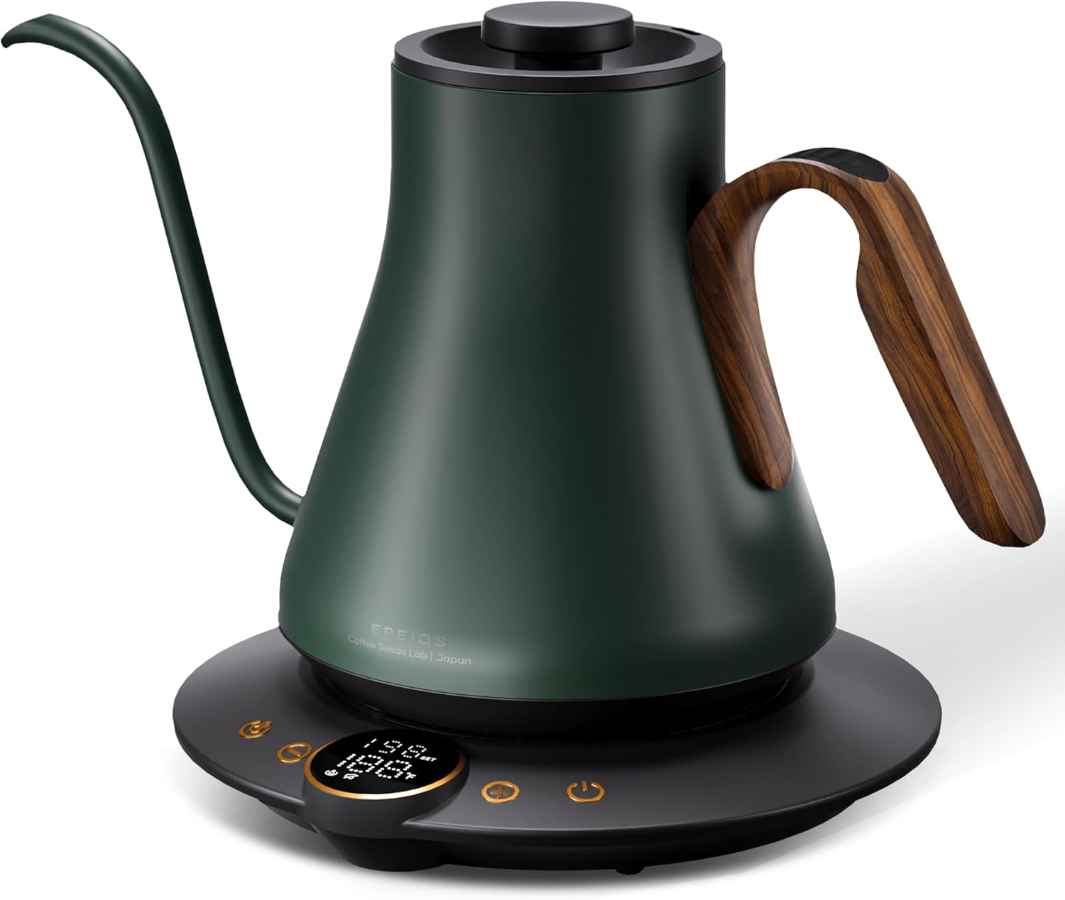Cocinare Gooseneck Electric Kettle, ±1°F Temperature Control, 1500W Fast Heating, Pour Over Coffee & Tea Kettle with Brew Timer & Keep Warm, Stainless Steel, 0.9L (Delacroix Green)