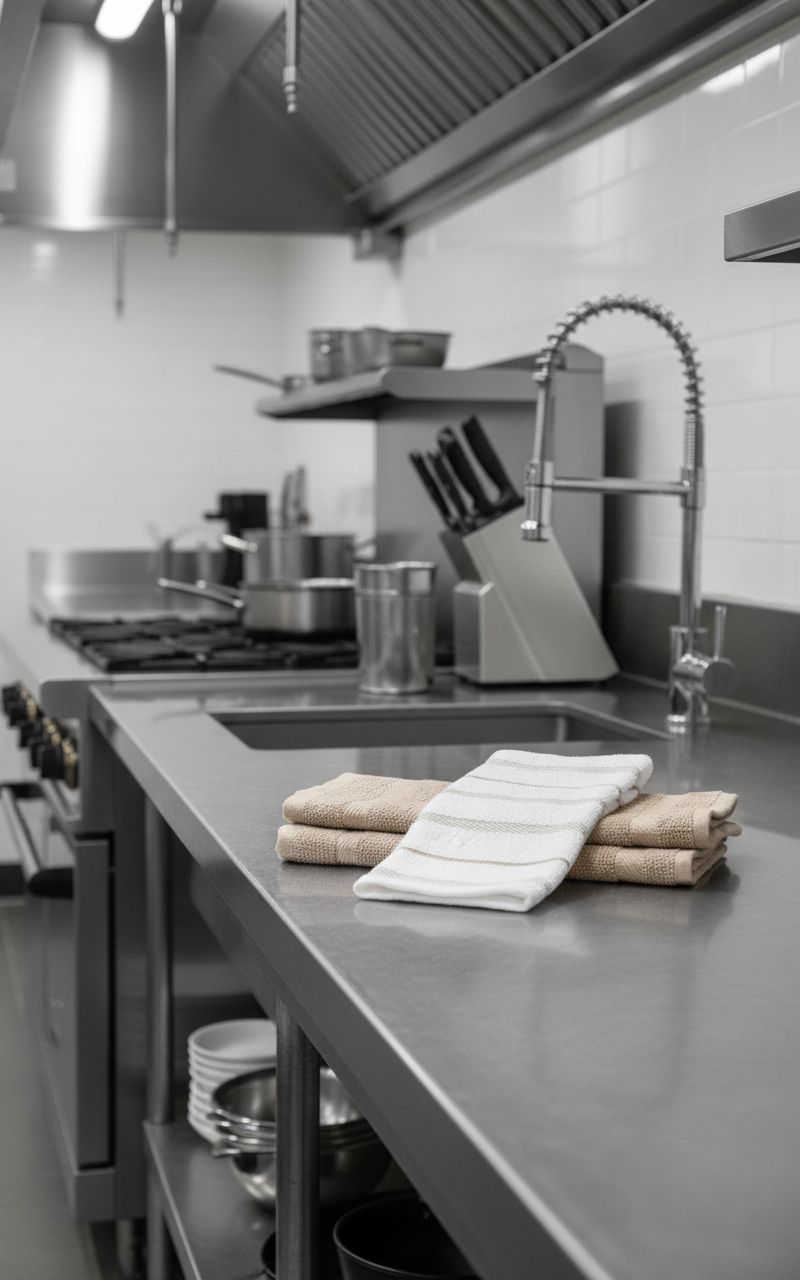 Set of four KitchenAid cotton kitchen towels in milkshake tan and white, 16x26 inches โ view 6
