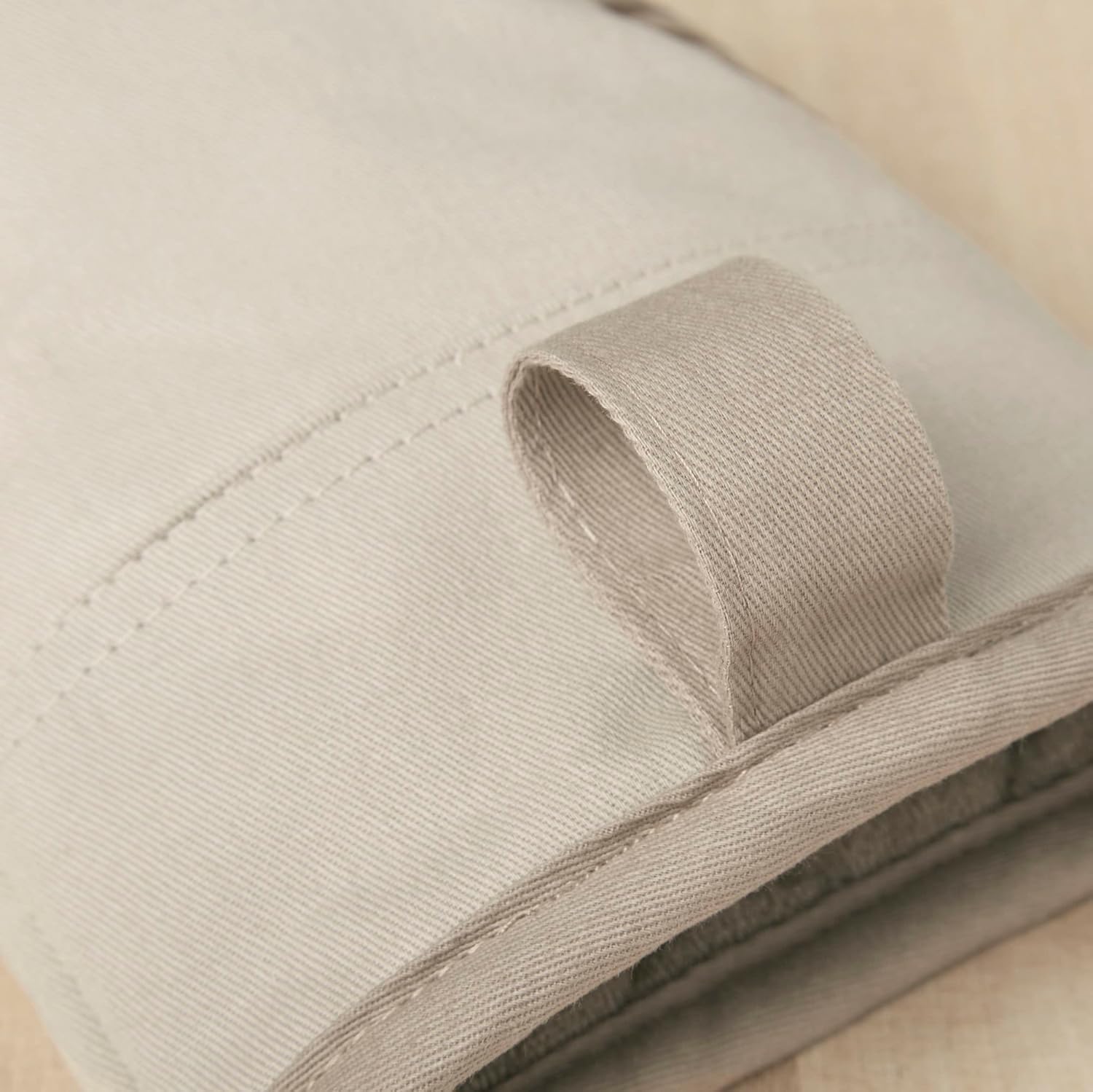 KitchenAid two-tone cotton blend oven mitt in milkshake tan and beige with non-slip grip — view 4