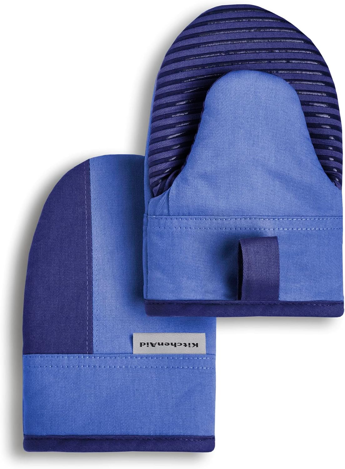 KitchenAid two-tone cotton blend oven mitt in milkshake tan and beige with non-slip grip — view 5