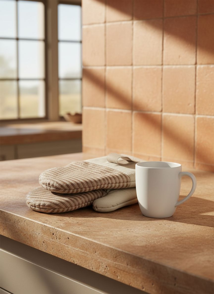 KitchenAid two-tone cotton blend oven mitt in milkshake tan and beige with non-slip grip β view 4
