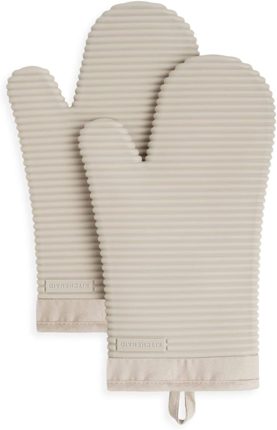 KitchenAid ribbed soft silicone oven mitt in milkshake tan, 7.5x13 inches — view 1